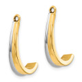 14K Yellow Gold Polished & Rhodium J-Hoop Earrings Jackets - (B43-819)