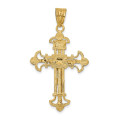 14K Yellow Gold INRI Fleur De Lis Crucifix Pendant - (A83-506)