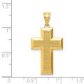 14K Yellow Gold Polished & Textured Cross Pendant - (A85-802)