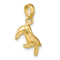 14K Yellow Gold 3-D Textured & Polished Toucan Bird Charm Pendant - (A91-260)