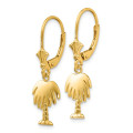 14K Yellow Gold Palm Tree Leverback Earrings - (B36-989)