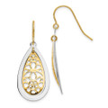 14K Two-tone Gold Diamond-cut Polished Fancy Dangle Earrings - (B42-316)