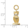 14K Yellow Gold Graduation Owl Charm with Enamel - (A82-513)