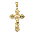 14K Yellow Gold INRI Fleur De Lis Crucifix Pendant - (A83-478)