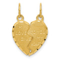 14K Yellow Gold Break Apart Heart Charm - (A83-882)