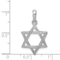 14K White Gold Star of David Pendant 15mm width - (A84-771)