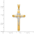 14k Two Tone Gold Polished Crucifix Pendant - (A85-890)