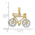 14K Two-tone Gold 3-D Bicycle Moveable Tires Charm Pendant - (A93-646)