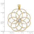 14K Yellow Gold & Rhodium Diamond-cut Spiral Circle Pendant - (A97-233)
