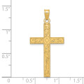 14K Yellow Gold Floral Cross Pendant 37mm length - (B11-141)