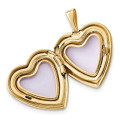14K Yellow Gold 16mm Forever In Heart Locket Gold-plated Sterling 12mm Pendant - (B22-710)
