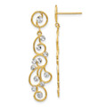 14K Yellow Gold and Rhodium Filigree Dangle Earrings - (B41-855)