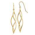 14K Yellow Gold Polished Long Twisted Dangle Earrings - (B42-283)
