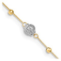 14K Two-tone Gold Bead with 1'' extension Anklet - Length 10'' inches - (C64-105)