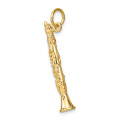14K Yellow Gold 3-D Clarinet Charm - (A82-828)
