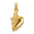 14K Yellow Gold 3-D Conch Shell Pendant - (A83-116)