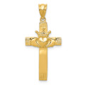 14K Yellow Gold Claddagh Cross Pendant - (A84-249)