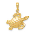 14K Yellow Gold Sea Turtle Pendant - (A85-307)