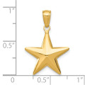 14K Yellow Gold Polished 3-D Star Pendant - (A86-981)