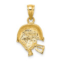 14K Yellow Gold Polished Open-Backed Football Helmet Charm Pendant - (A89-571)
