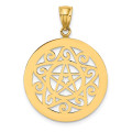 14K Yellow Gold Tribal Star In Round Frame / Gate Jewelry Charm Pendant - (A92-804)