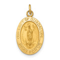 14K Yellow Gold Polished and Satin Our Lady of Guadalupe Medal Pendant 11mm width - (B11-188)