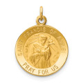 14K Yellow Gold Saint Francis of Assisi Medal Charm 15mm width - (B11-640)