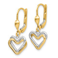 14K Two-tone Gold Heart Leverback Dangle Earrings - (B36-800)