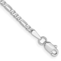 14K White Gold 2.4mm Flat Figaro Chain Anklet - Length 9'' inches - (C64-180)