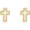 14K Yellow Gold Open Cross Earrings - (B44-846)