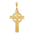 14K Yellow Gold Celtic Cross Pendant 46mm length - (A82-932)