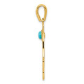 14K Yellow Gold Turquoise Filigree Chamseh Pendant - (A84-643)