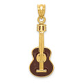 14K Yellow Gold Enameled Guitar Pendant - (A84-841)