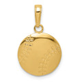 14K Yellow Gold Polished Baseball Closed Back Pendant - (A85-224)