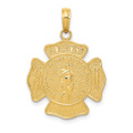 14K Yellow Gold Large Fire Department Badge Pendant - (A85-330)