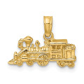 14K Yellow Gold 3-D Locomotive Charm Pendant - (A89-695)