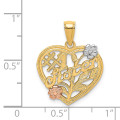 14K Tri-Color Gold #1 Sister On Heart With Flowers Charm Pendant - (A93-693) 14K Tri-Color Gold #1 Sister On Heart With Flowers Charm Pendant - (A93-693)