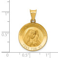 14K Yellow Gold Polished and Satin Our Lady of Sorrows Medal Pendant 19mm width - (A99-998)