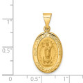 14K Yellow Gold Polished and Satin Our Lady of Guadalupe Medal Pendant 13mm width - (B11-293)