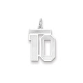 14k White Gold Medium Satin Number 10 Charm Pendant - (B13-806)