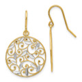 14K Yellow Gold & Rhodium Diamond-cut Filigree Circle Wire Earrings - (B36-966)