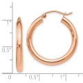 Leslie's 14K Rose Gold 3mm Polished Hoop Earrings 27mm length - (B37-279)