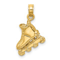 14K Yellow Gold Solid Polished 3-Dimensional Rollerblade Charm Pendant - (A89-324)