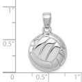 14k White Gold Polished Open-Backed Volleyball Pendant - (A89-476)