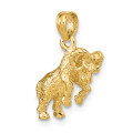 14K Yellow Gold 3-D Aries Zodiac Charm Pendant - (A90-270)