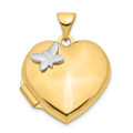 14K Two-tone Gold 18mm Heart with Butterfly Locket - (A99-205)