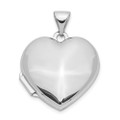 14K White Gold Domed Heart Locket 24x19mm - (A99-384)