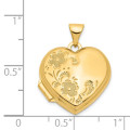 14K Yellow Gold 18mm Polished Heart-Shaped Floral Locket 24x19mm - (A99-656)