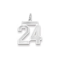 14k White Gold Medium Satin Number 24 Charm Pendant - (B13-818)