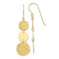 14K Yellow Gold 3-Tier Circle Drop Dangle Earrings - (B40-937)